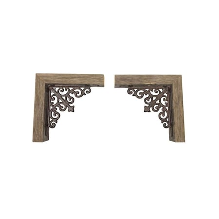 Barnwoodusa Rustic Farmhouse Reclaimed Wooden Corbels with Metal Brackets (2 Pack) 855490008872